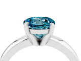 White gold Round Cut Blue Topaz Solitaire Engagement Ring with Round Band and Four-Prong Setting_4