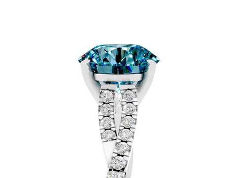 White gold Round Cut Blue Topaz Solitaire Engagement Ring with Twisted Pavé Band and Four-Prong Setting_17