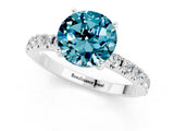 White gold Round Cut Blue Topaz Solitaire Pavé Band with Four-Prong Setting_1