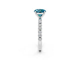 White gold Round Cut Blue Topaz Solitaire Pavé Band with Four-Prong Setting_2