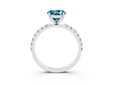 White gold Round Cut Blue Topaz Solitaire Pavé Band with Four-Prong Setting_3