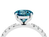 White gold Round Cut Blue Topaz Solitaire Pavé Band with Four-Prong Setting_4