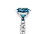 White gold Round Cut Blue Topaz Solitaire Pavé Band with Four-Prong Setting_5