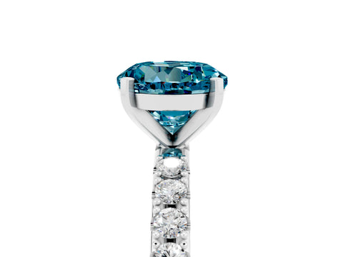 White gold Round Cut Blue Topaz Solitaire Pavé Band with Four-Prong Setting_5