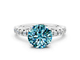 White gold Round Cut Blue Topaz Solitaire Pavé Engagement Ring with Round Band and Prong Setting_13