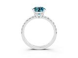 White gold Round Cut Blue Topaz Solitaire Pavé Engagement Ring with Round Band and Prong Setting_16