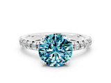 White gold Round Cut Blue Topaz Solitaire Pavé Engagement Ring with Round Band and Prong Setting_61