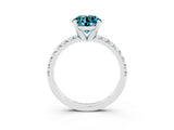 White gold Round Cut Blue Topaz Solitaire Pavé Engagement Ring with Round Band and Prong Setting_63