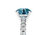 White gold Round Cut Blue Topaz Solitaire Pavé Engagement Ring with Round Band and Prong Setting_65