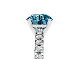 White gold Round Cut Blue Topaz Solitaire Pavé Engagement Ring with Round Band and Prong Setting_78