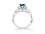 White gold Round Cut Blue Topaz Solitaire Ring with Filigree Band and Four-Prong Setting_27
