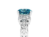White gold Round Cut Blue Topaz Solitaire Ring with Filigree Band and Four-Prong Setting_29