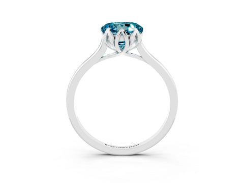 White gold Round Cut Blue Topaz Solitaire Ring with Flower Prong Setting and Classic Band_15