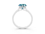 White gold Round Cut Blue Topaz Solitaire Ring with Flower Prong Setting and Classic Band_27