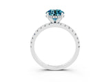 White gold Round Cut Blue Topaz Solitaire Ring with Pavé Band and Four-Prong Setting_39