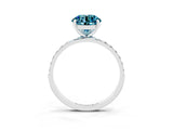 White gold Round Cut Blue Topaz Solitaire Ring with Pave Band and Four Prong Setting_27