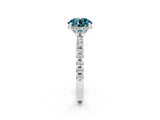 White gold Round Cut Blue Topaz Solitaire Ring with Round  Pavé Band and Four-Prong Setting_50