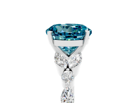 White gold Round Cut Blue Topaz Solitaire Ring with Side Stones and Four-Prong Setting_53