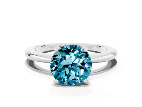 White gold Round Cut Blue Topaz Solitaire Ring with Six-Prong Setting and Classic Band_12
