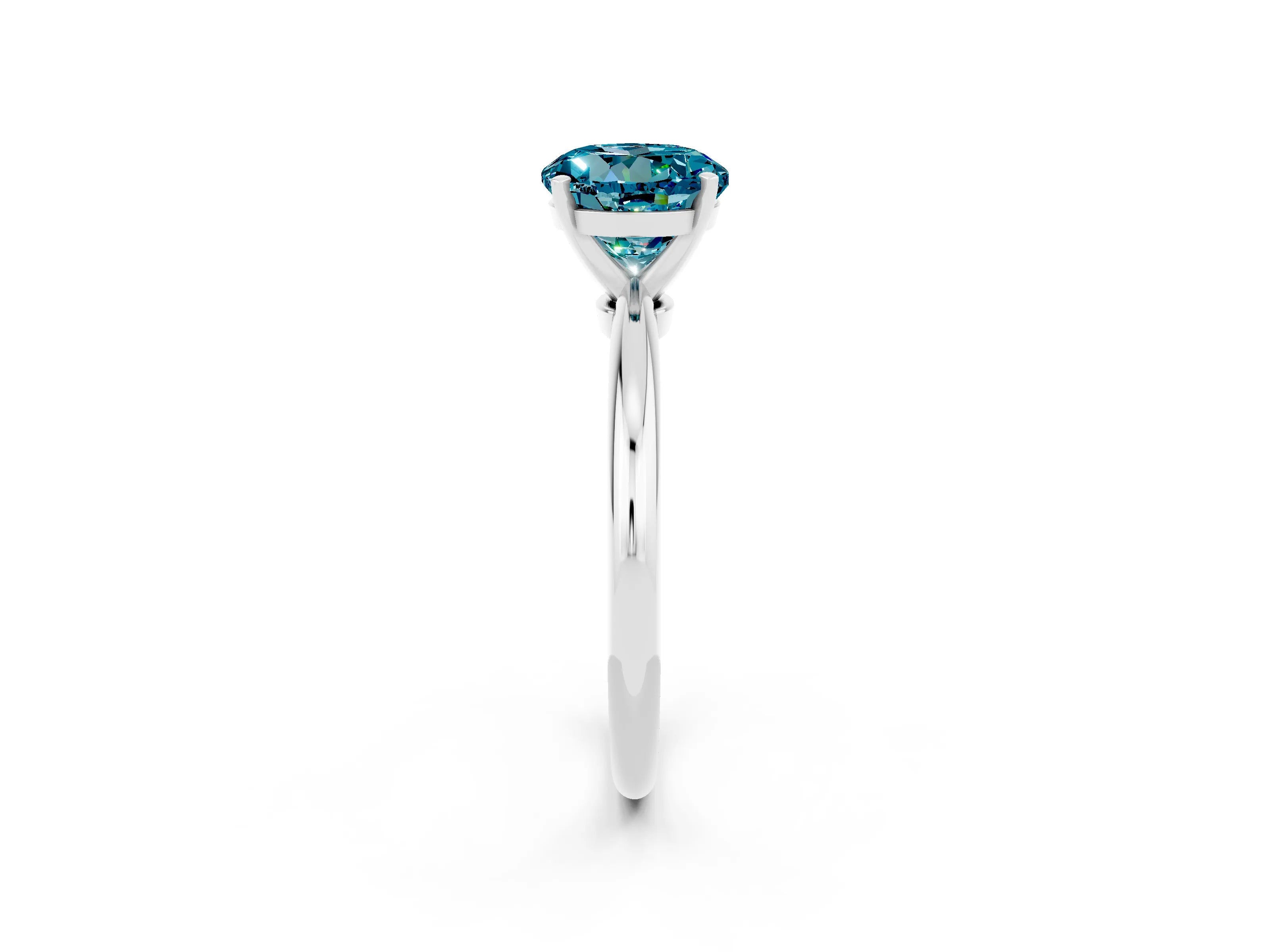 White gold Round Cut Blue Topaz Solitaire Ring with Six-Prong Setting and Classic Band_14