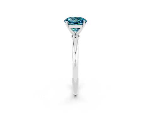 White gold Round Cut Blue Topaz Solitaire Ring with Six-Prong Setting and Classic Band_2