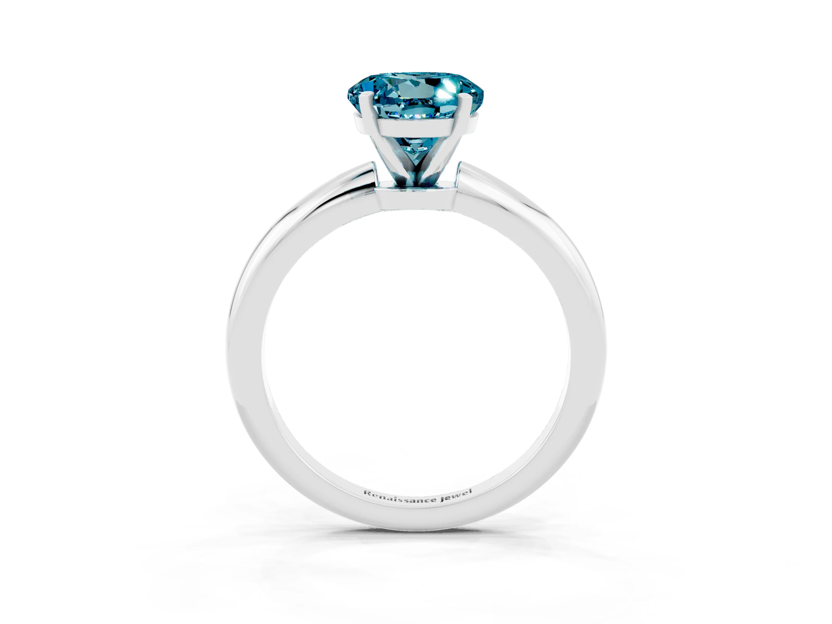 White gold Round Cut Blue Topaz Solitaire Ring with Six-Prong Setting and Classic Band_3