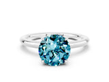 White gold Round Cut Blue Topaz Solitaire Ring with Thin Band and Four-Prong Setting_12