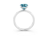 White gold Round Cut Blue Topaz Solitaire Ring with Thin Band and Four-Prong Setting_15