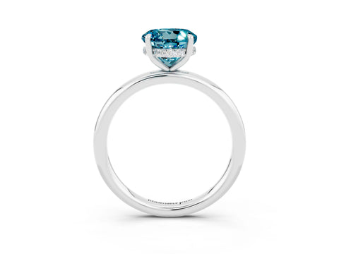 White gold Round Cut Blue Topaz Solitaire Ring with Thin Band and Four-Prong Setting_15