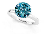 White gold Round Cut Blue Topaz Solitaire Ring with Thin Band and Prong Setting_13