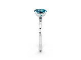 White gold Round Cut Blue Topaz Solitaire Ring with Thin Band and Prong Setting_14