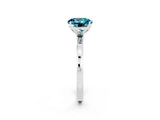 White gold Round Cut Blue Topaz Solitaire Ring with Thin Band and Prong Setting_38