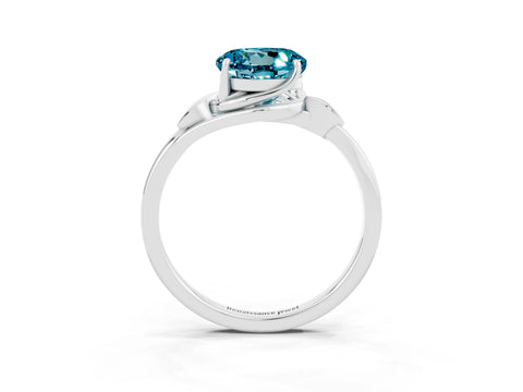 White gold Round Cut Blue Topaz Solitaire Ring with Twist Band and Four-Prong Setting_39
