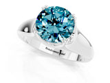 White gold Round Cut Blue Topaz Solitaire Ring with Wide Band and Prong Setting_1