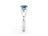 White gold Round Cut Blue Topaz Solitaire Ring with Wide Band and Prong Setting_2