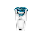 White gold Round Cut Blue Topaz Solitaire Ring with Wide Band and Prong Setting_5