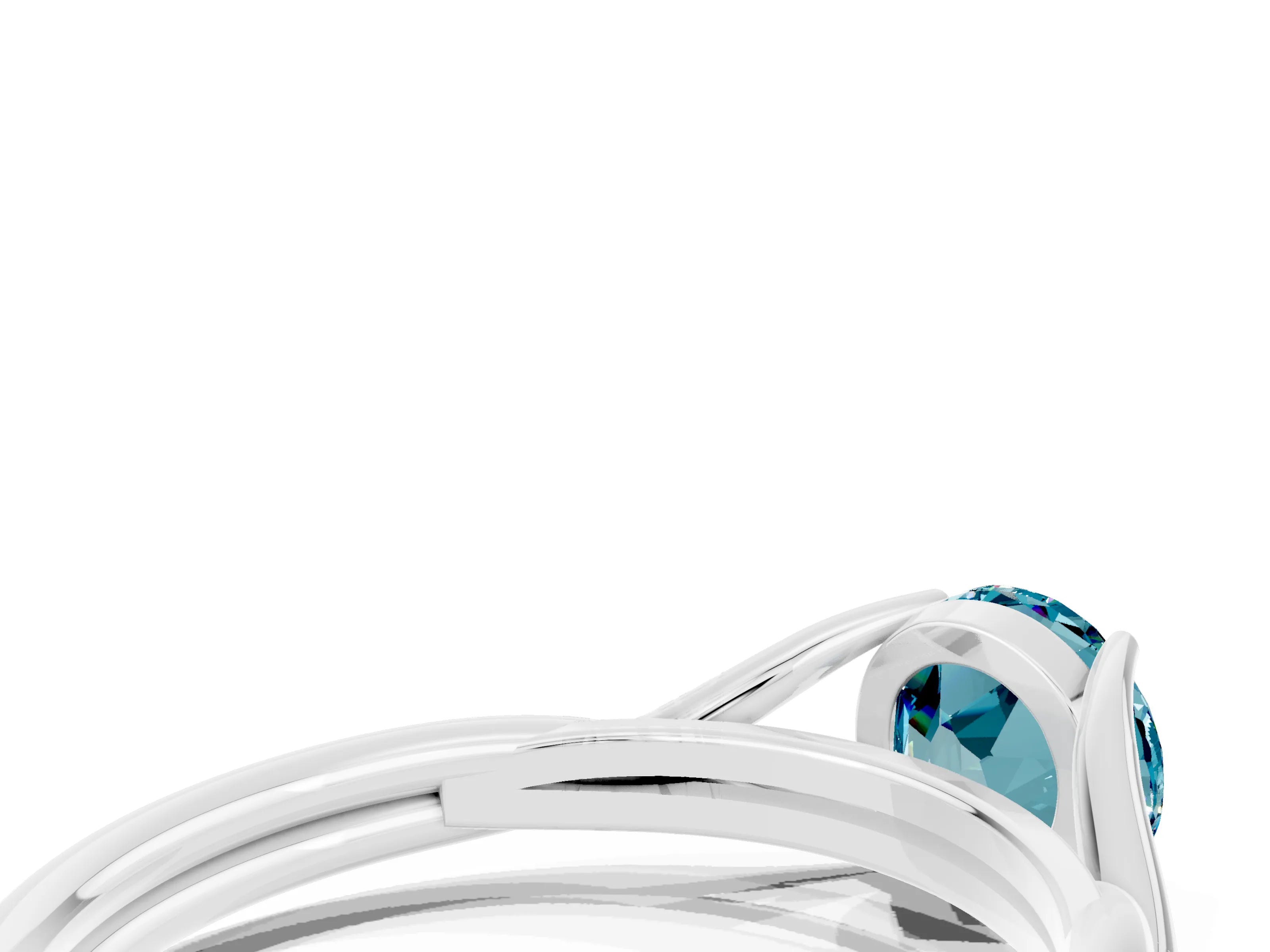 White gold Round Cut Blue Topaz Solitaire Twist Band Prong Setting Ring_66