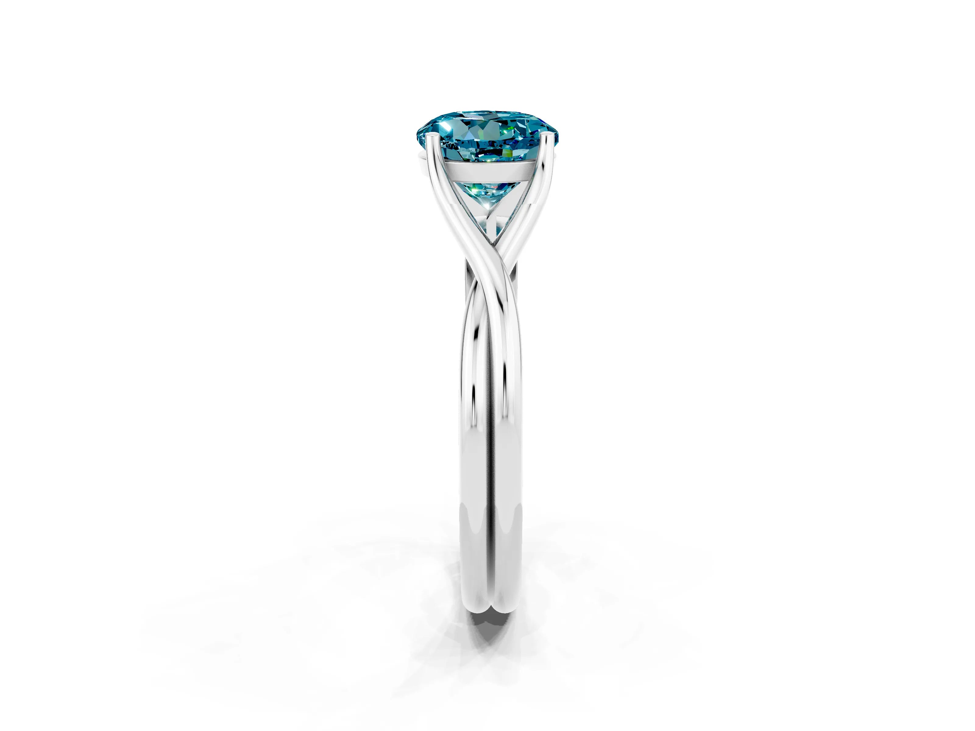 White gold Round Cut Blue Topaz Solitaire Twist Band Prong Setting Ring_68