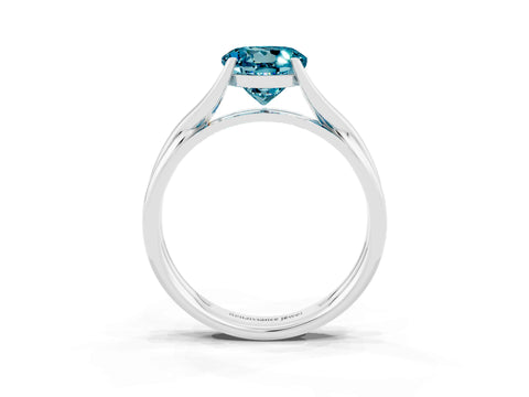 White gold Round Cut Blue Topaz Solitaire Twist Band Prong Setting Ring_69