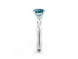 White gold Round Cut Blue Topaz Solitaire Twist Band Prong Setting Ring_72