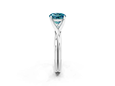 White gold Round Cut Blue Topaz Solitaire Twist Band Prong Setting Ring_72