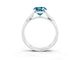 White gold Round Cut Blue Topaz Solitaire Twist Band Prong Setting Ring_73