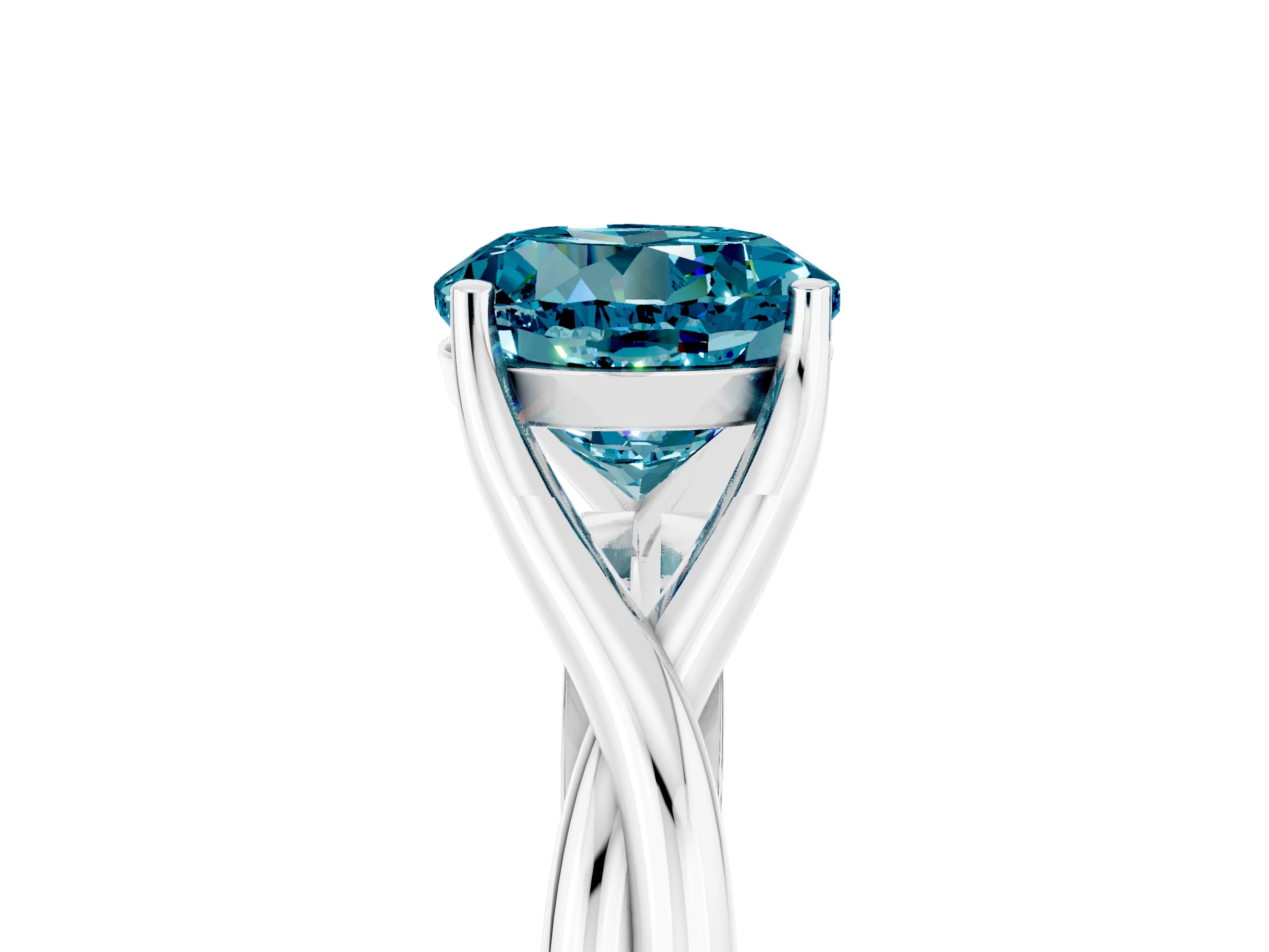 White gold Round Cut Blue Topaz Solitaire Twist Band Prong Setting Ring_75