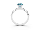 White gold Round Cut Blue Topaz Solitaire Twisted Band with Round  Accents and Prong Setting_15