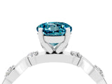 White gold Round Cut Blue Topaz Solitaire Twisted Band with Round  Accents and Prong Setting_16