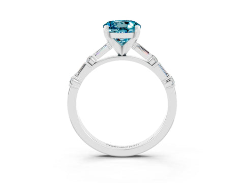 White gold Round Cut Blue Topaz Solitaire with Side Baguettes and Channel Set Band_3