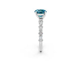 White gold Round Cut Blue Topaz Solitaire with Side Stones, Pave Band, Four-Prong Setting_50