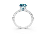 White gold Round Cut Blue Topaz Solitaire with Side Stones, Pave Band, Four-Prong Setting_51