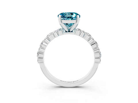 White gold Round Cut Blue Topaz Solitaire with Side Stones, Pave Band, Four-Prong Setting_51