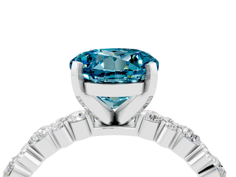 White gold Round Cut Blue Topaz Solitaire with Side Stones, Pave Band, Four-Prong Setting_52
